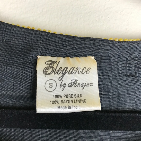 VINTAGE 100% Silk Sequined Black Floral Blouse S - Picture 8 of 8